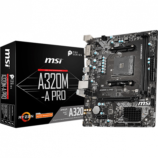 MSI A320M-A PRO AM4 DDR4 Ses+Glan Sata3 HDMI DVI USB3.2 mATX